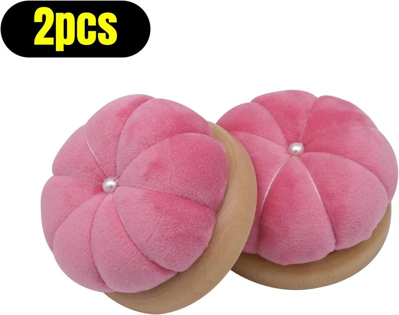Uxney Pin Cushion,Wooden Sewing Pin Cushion Pincushion Needle Cushion for Sewing Quilting Needlework DIY Crafts(Pink,2 PCS) - Image 3